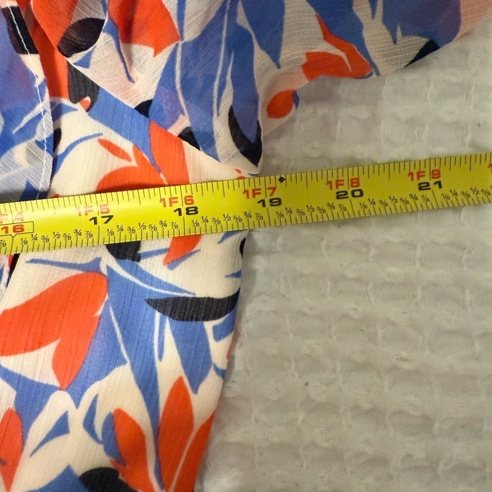 NWT LAUREN RALPH LAUREN CRINKLED GEORGETTE DRESS FLORAL BLUE RED WHITE SIZE 4 - Picture 7 of 8
